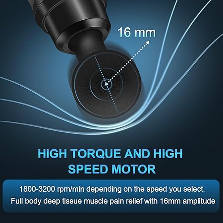 Massage Gun, Muscle Percussion Massager with 30 Speeds, Quiet Handheld Massage Device with LCD Touchscreen and 10 Heads for Shoulder, Body, and Back Relaxation