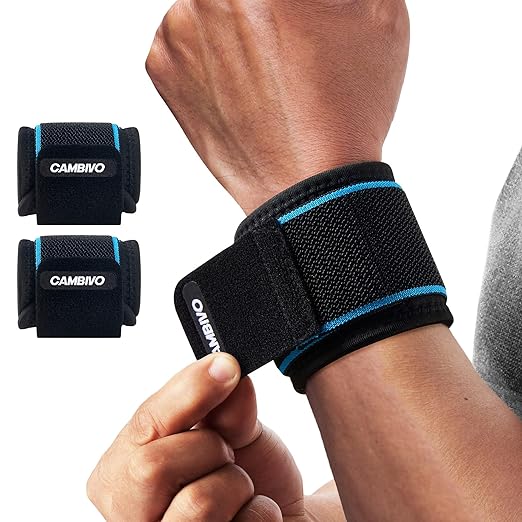 CAMBIVO Wrist Wraps for Weightlifting – 2 Pieces Adjustable Wrist Support for Fitness, Gym, and Sports Protection