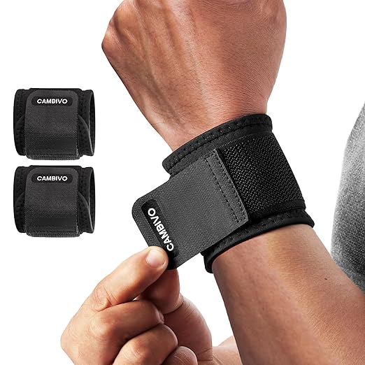 CAMBIVO Wrist Wraps for Weightlifting – 2 Pieces Adjustable Wrist Support for Fitness, Gym, and Sports Protection